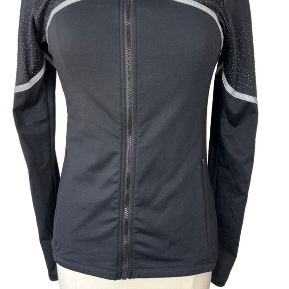 Fabletics Polka Dot Moira Front Zip Jacket Womens Small Black Gym Yoga - Picture 6 of 10